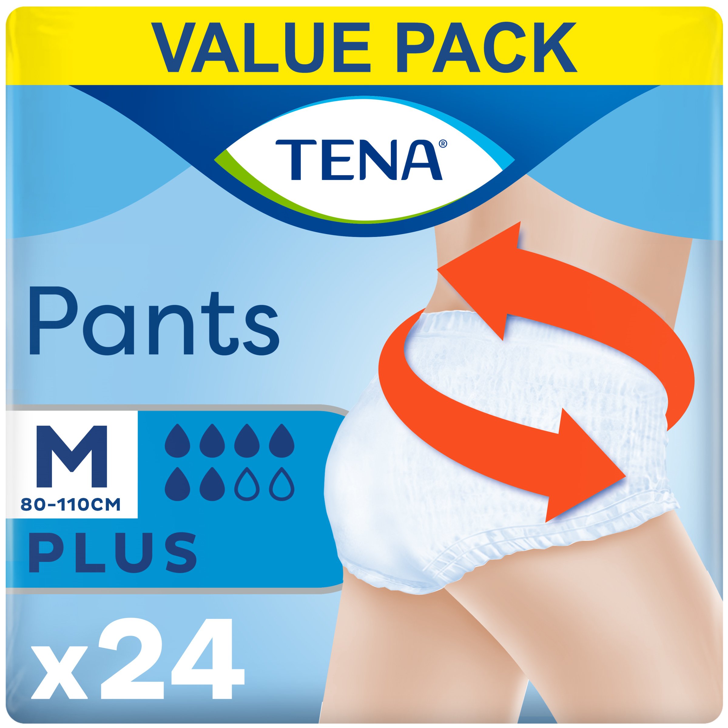 Tena Value Pack Pants Plus Άνετα & Αξιόπιστα Εσώρουχα μιας Χρήσης για Μέτρια προς Βαριά Μορφή Ακράτειας 24 Τεμάχια - Medium 80-110cm φωτογραφία