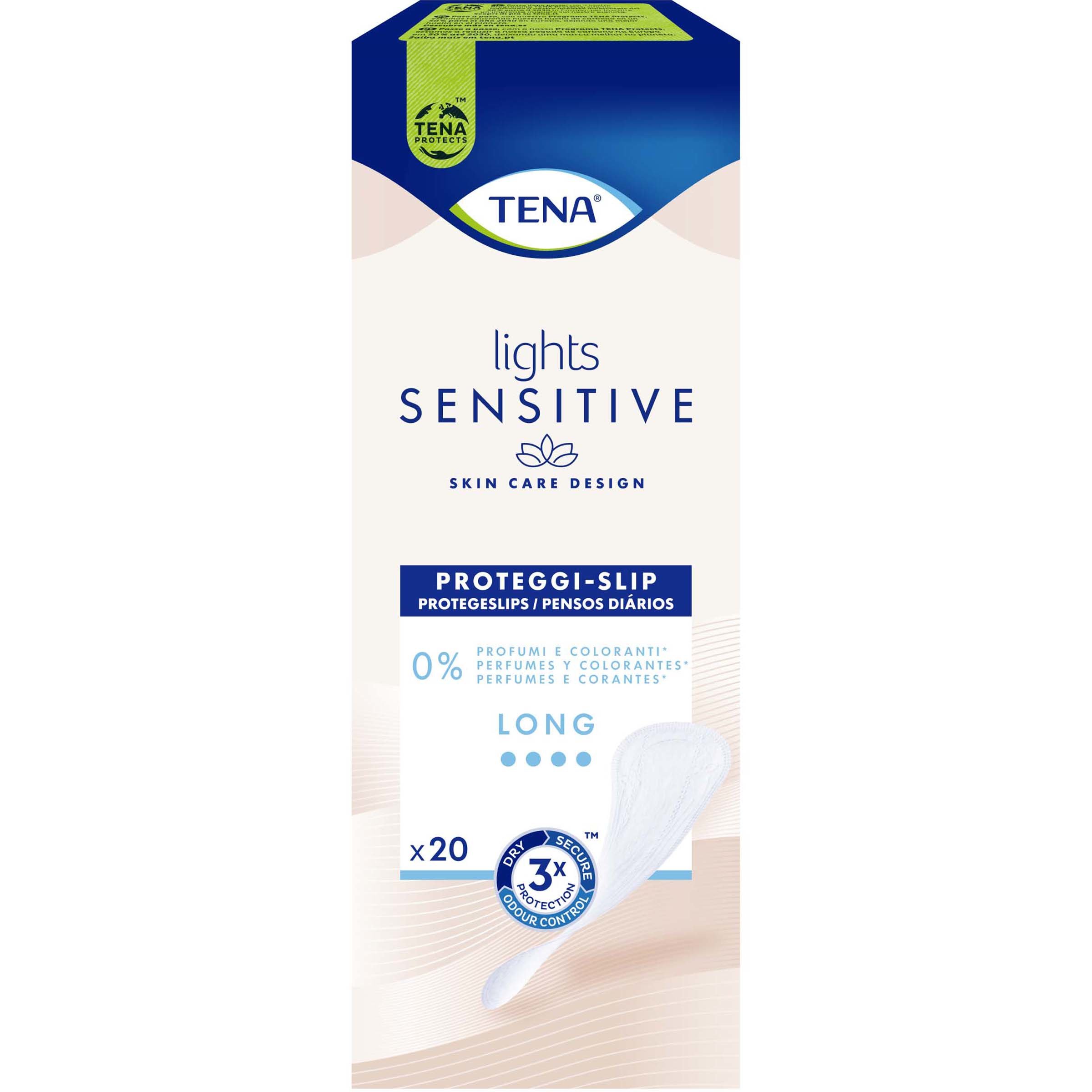 Tena Tena Lights Sensitive Long Σερβιετάκια για Ελαφριά Μορφή Ακράτειας, Χωρίς Άρωμα & Χρωστικές 20 Τεμάχια