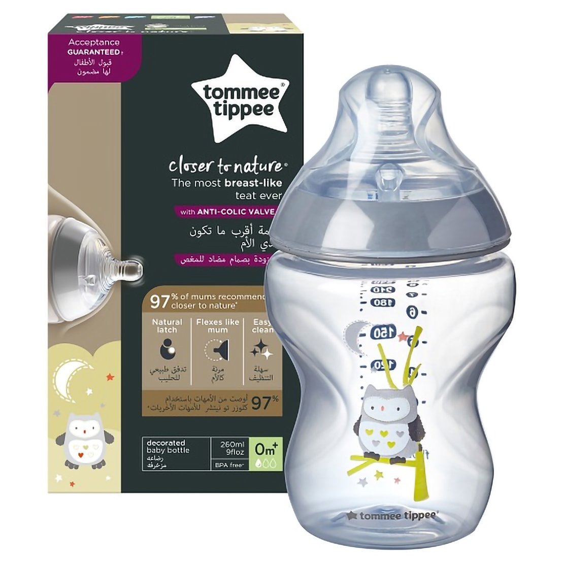 Tommee Tippee Closer to Nature Baby Bottle 0m+ Κωδ 42250103 Μπιμπερό Πολυπροπυλενίου Αργής Ροής με Θηλή Σιλικόνης, Κατά των Κολικών 260ml - Γκρι φωτογραφία