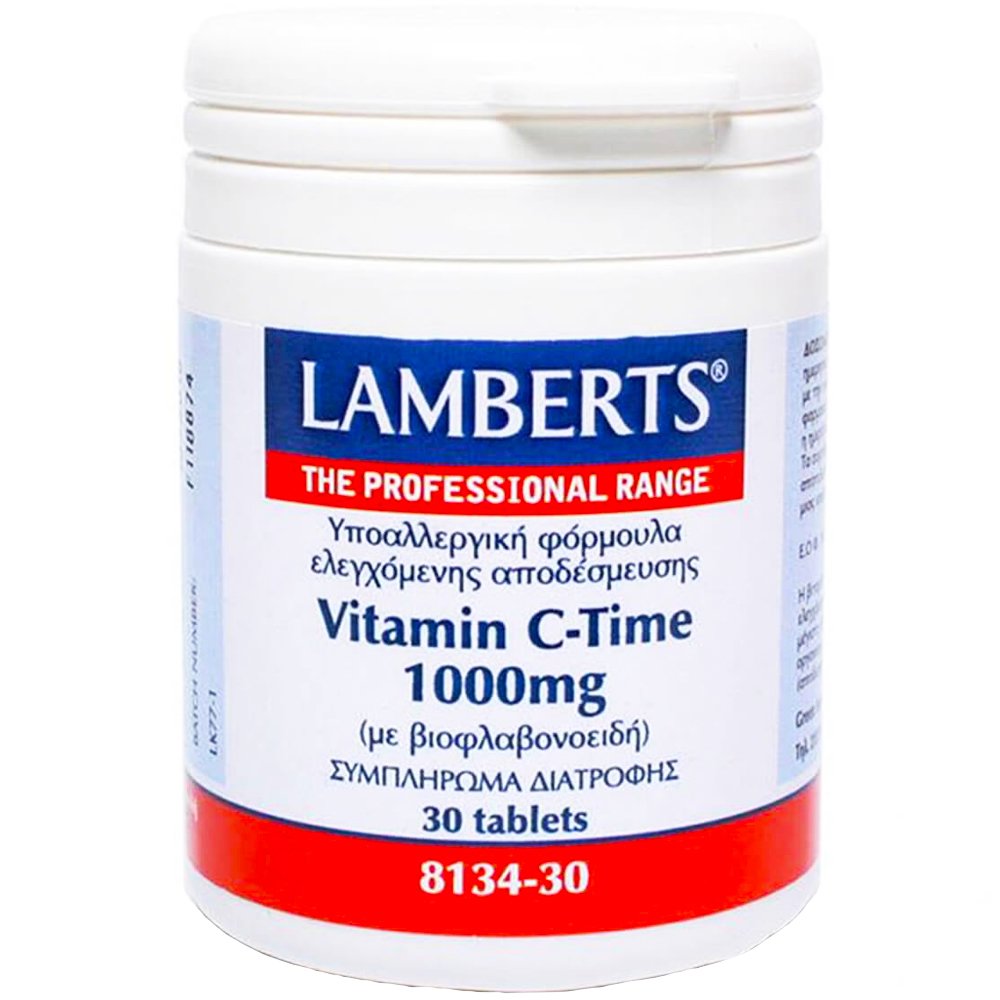 Lamberts Lamberts Vitamin C Time Release Συμπλήρωμα Διατροφής Βιταμίνης C Ελεγχόμενης Αποδέσμευσης για τη Σωστή Λειτουργία του Ανοσοποιητικού Συστήματος 1000mg, 30tabs