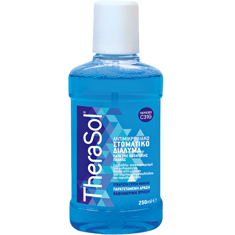 TheraSol Therasol Antimicrobial Mouthwash Αντιμικροβιακό Στοματικό Διάλυμα Κατά της Πλάκας με Γεύση Μέντας 250ml