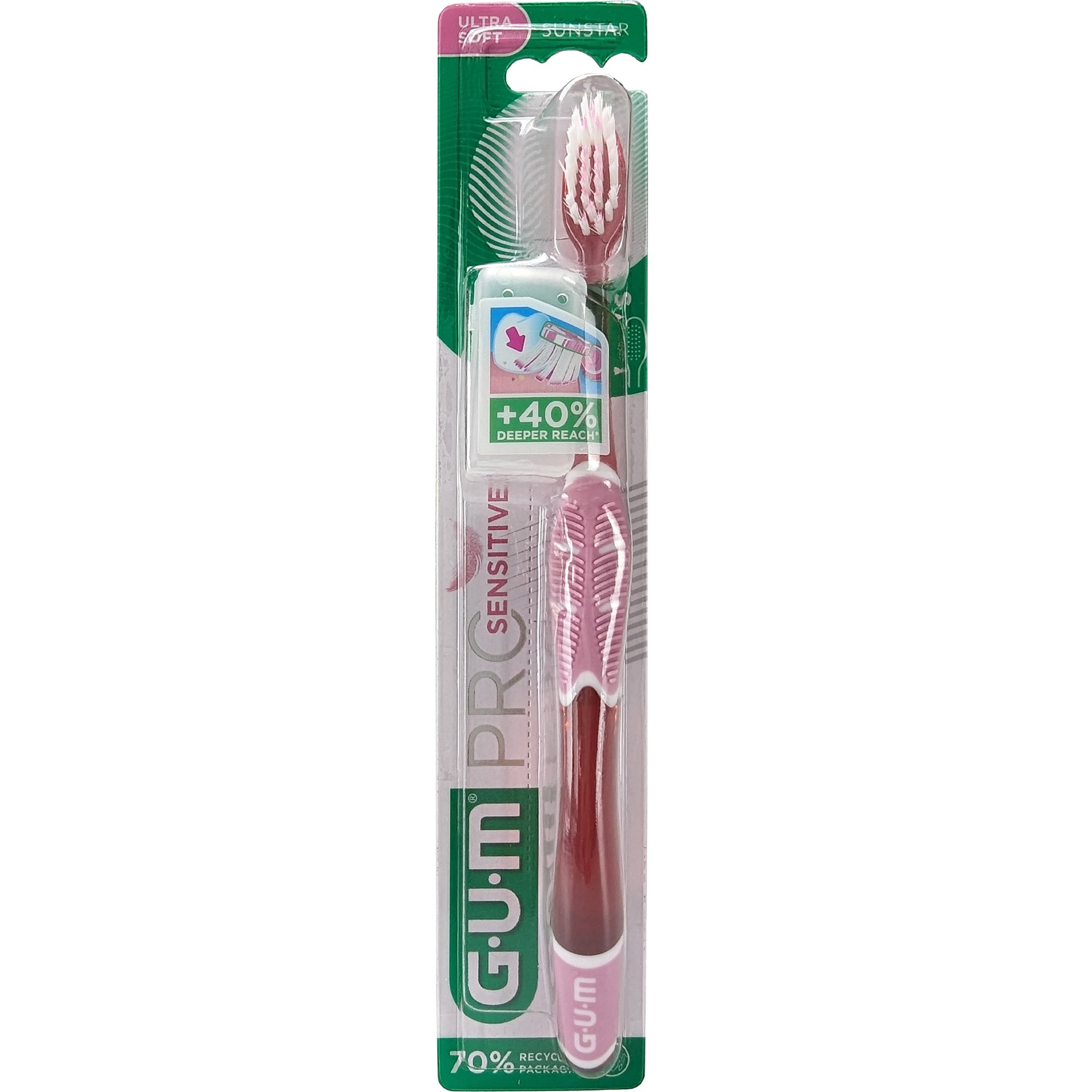 Gum Sunstar Pro Sensitive Ultra Soft Toothbrush Χειροκίνητη Μαλακή Οδοντόβουρτσα 1 Τεμάχιο, Κωδ 510 – Ροζ