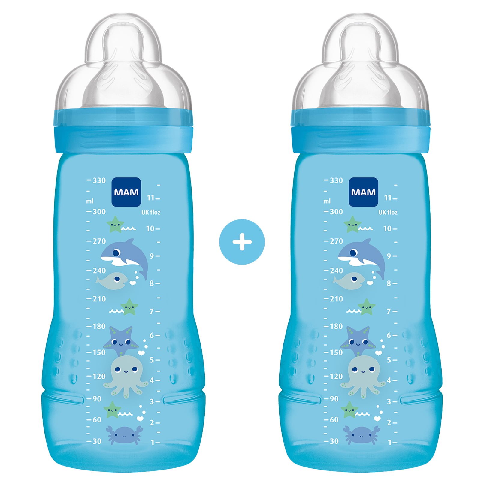 Mam Mam Promo Easy Active Baby Bottle Fairy Tale Μπιμπερό Πολυπροπυλενίου με Θηλή Σιλικόνης 4m+, 2x330ml, Κωδ 365S - Μπλε