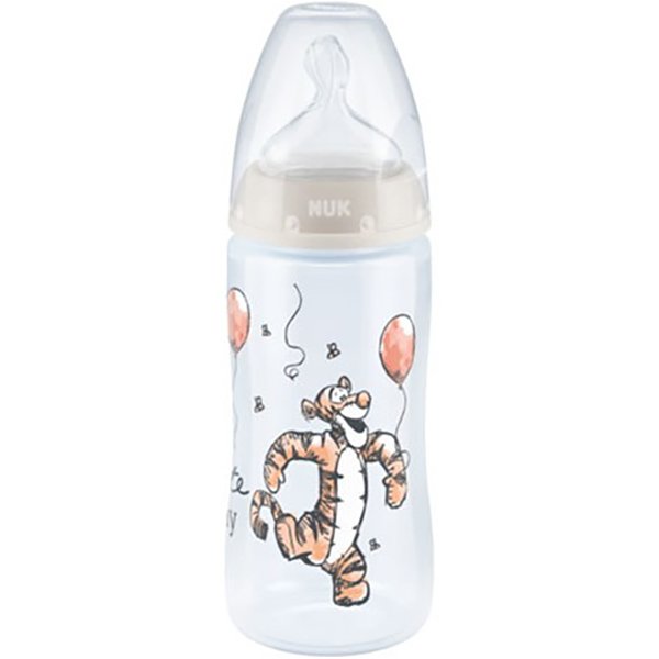 Nuk Nuk First Choice Plus Disney Winnie The Pooh 0-6m Μπιμπερό Πολυπροπυλενίου με Θηλή Σιλικόνης 300ml - Γκρι