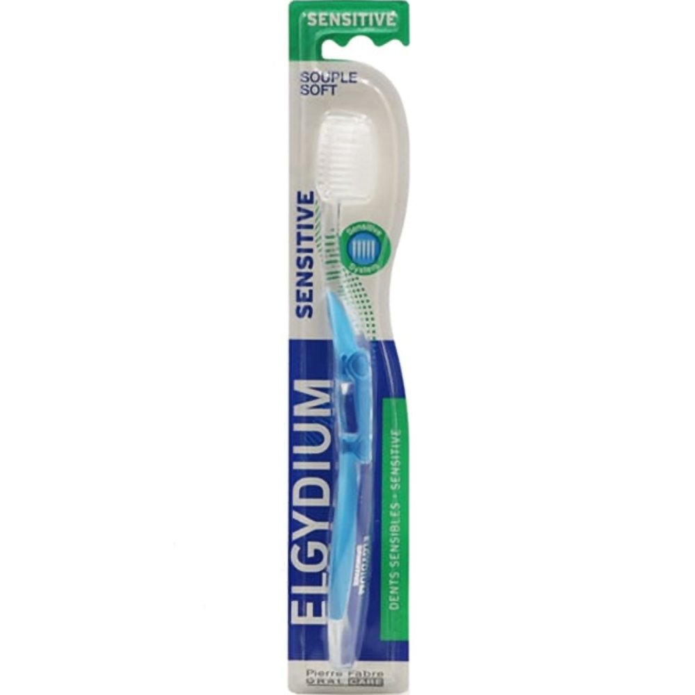 Pierre Fabre Oral Care Elgydium Sensitive Toothbrush Soft Χειροκίνητη Μαλακή Οδοντόβουρτσα Κατάλληλη για Ευαίσθητα Δόντια 1 Τεμάχιο - Μπλε