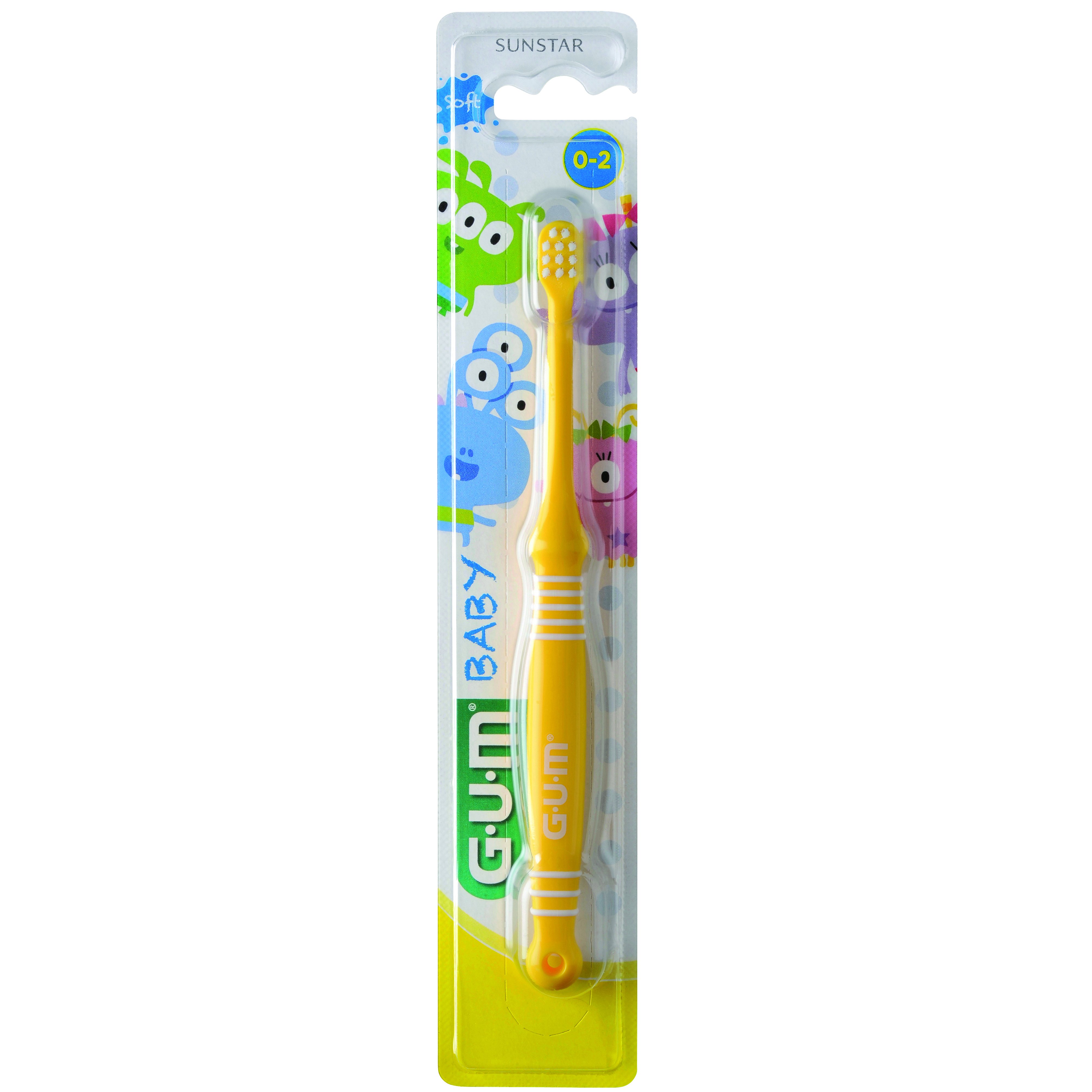 Gum Baby 0-2 Years Soft Toothbrush Βρεφική Οδοντόβουρτσα με Μαλακές Τρίχες & Μικρή Κεφαλή για Ευκολία στη Χρήση 1 Τεμάχιο - Κίτρινο