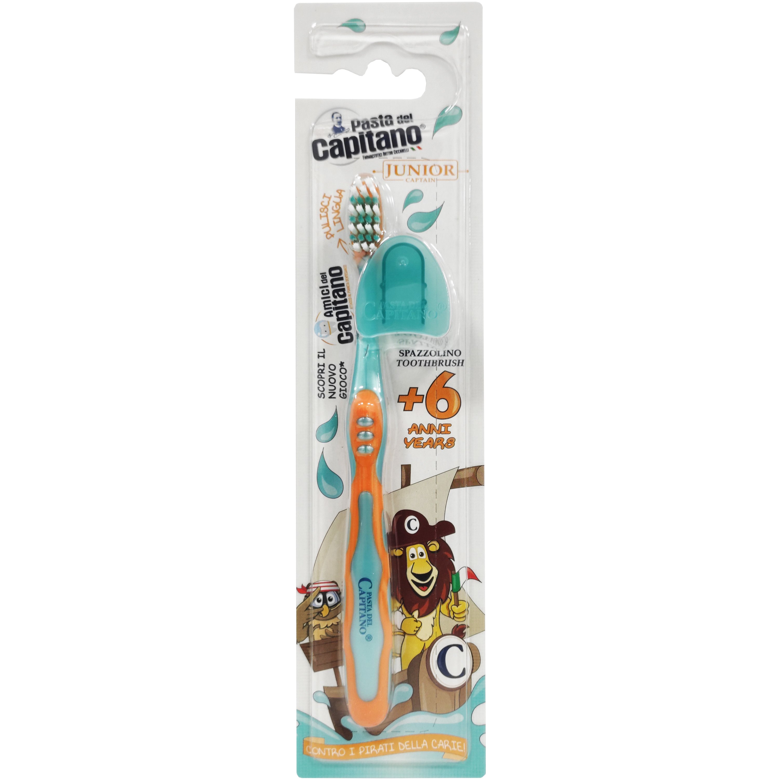 Pasta Del Capitano Junior Soft Toothbrush 6+ Years Μαλακή Παιδική Οδοντόβουρτσα με Εργονομική Λαβή 1 Τεμάχιο - Πορτοκαλί