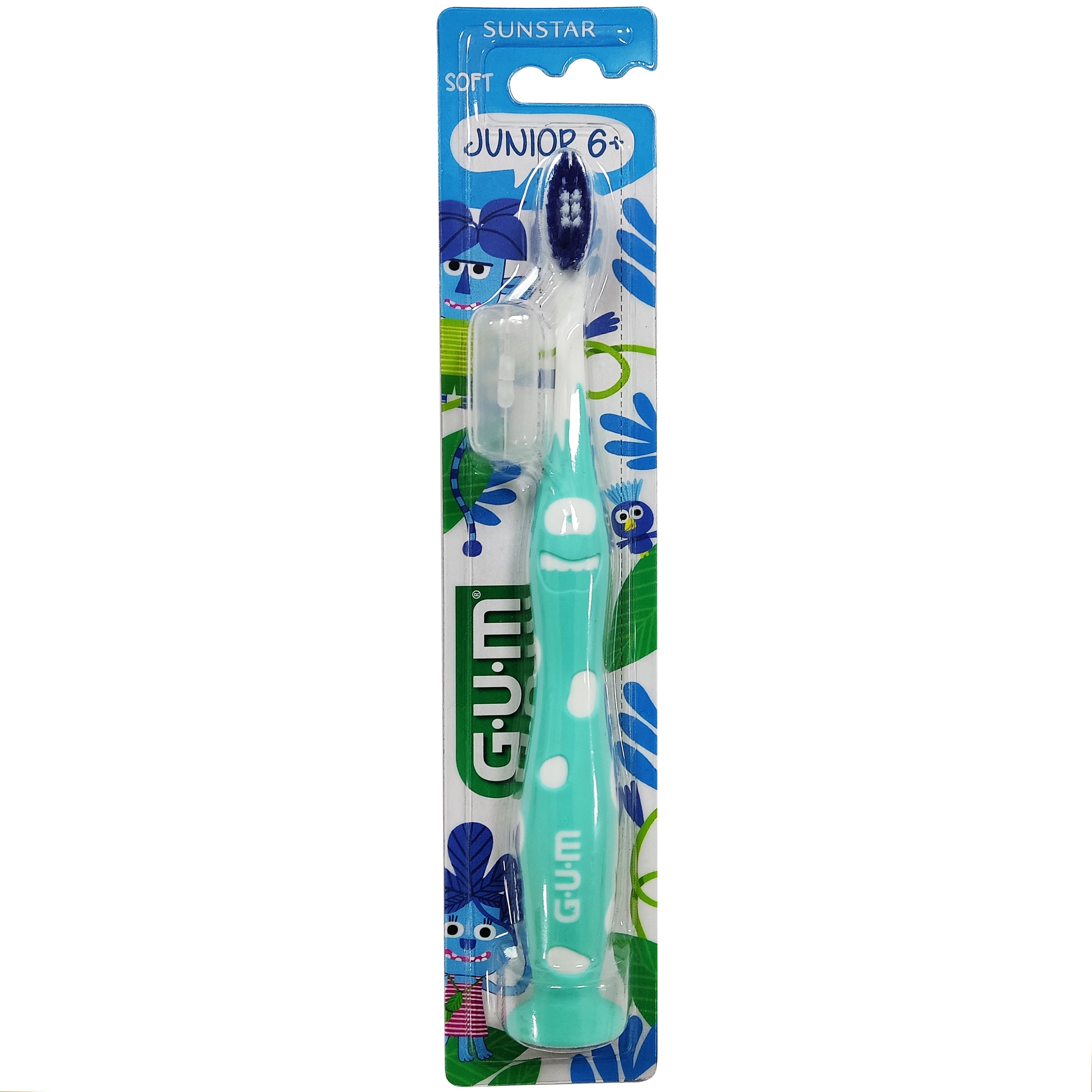 Gum Junior 6+ Soft Toothbrush Παιδική Μαλακή Οδοντόβουρτσα με Βάση Βεντούζα 1 Τεμάχιο - Σιελ