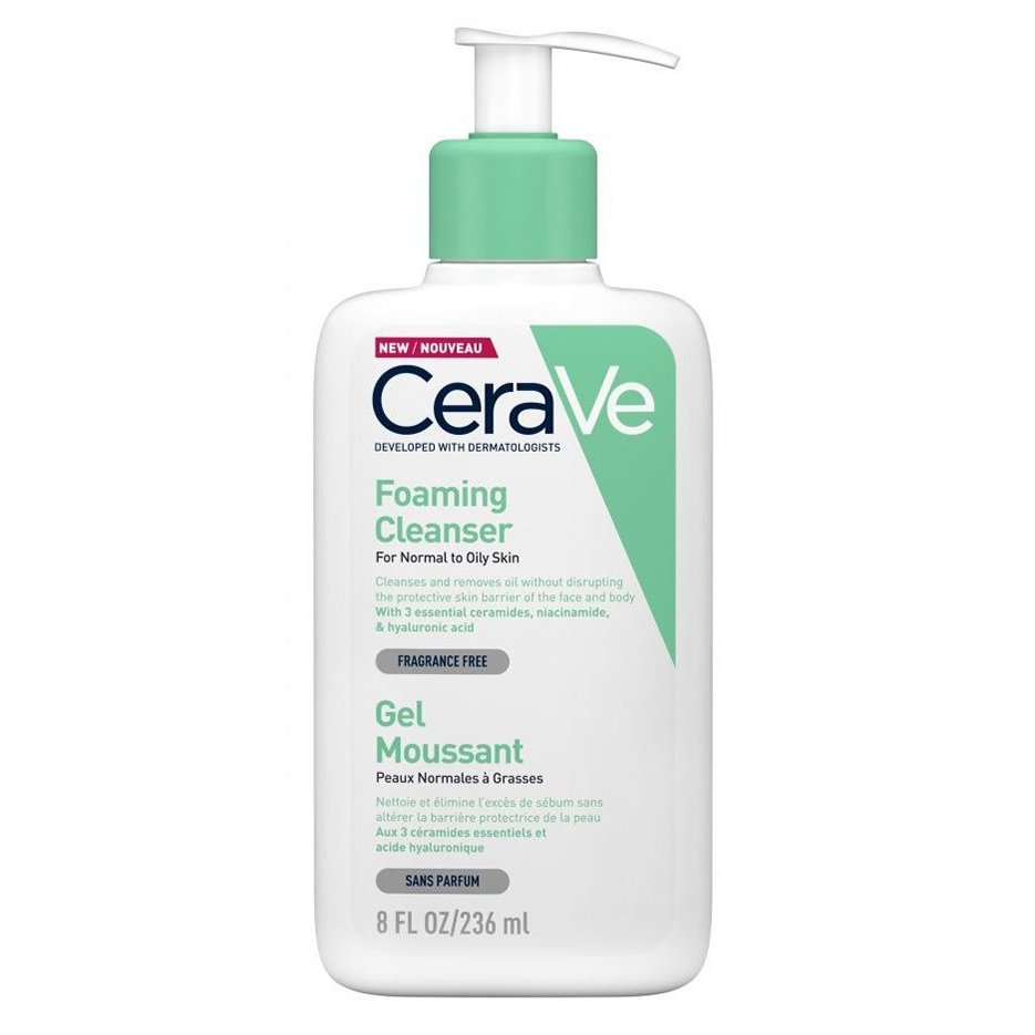 Cerave CeraVe Foaming Cleanser Face & Body Gel for Normal to Oily Skin Αφρώδες Gel Καθαρισμού Προσώπου, Σώματος για Κανονική & Λιπαρή Επιδερμίδα 236ml