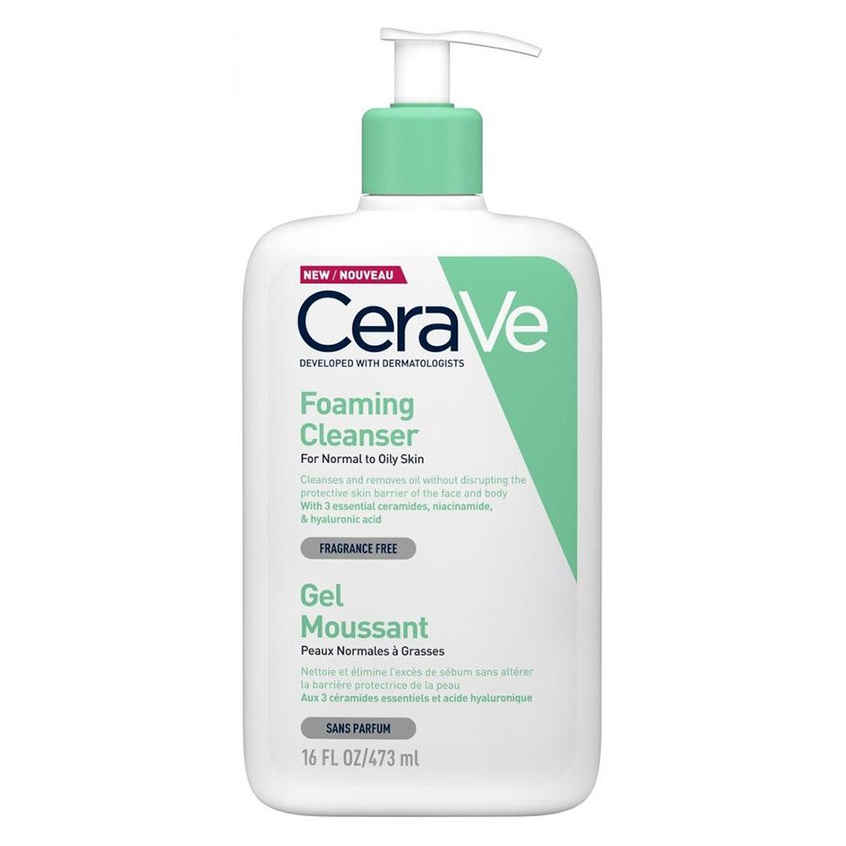 Cerave CeraVe Foaming Cleanser Face & Body Gel for Normal to Oily Skin Αφρώδες Gel Καθαρισμού Προσώπου, Σώματος για Κανονική & Λιπαρή Επιδερμίδα 473ml