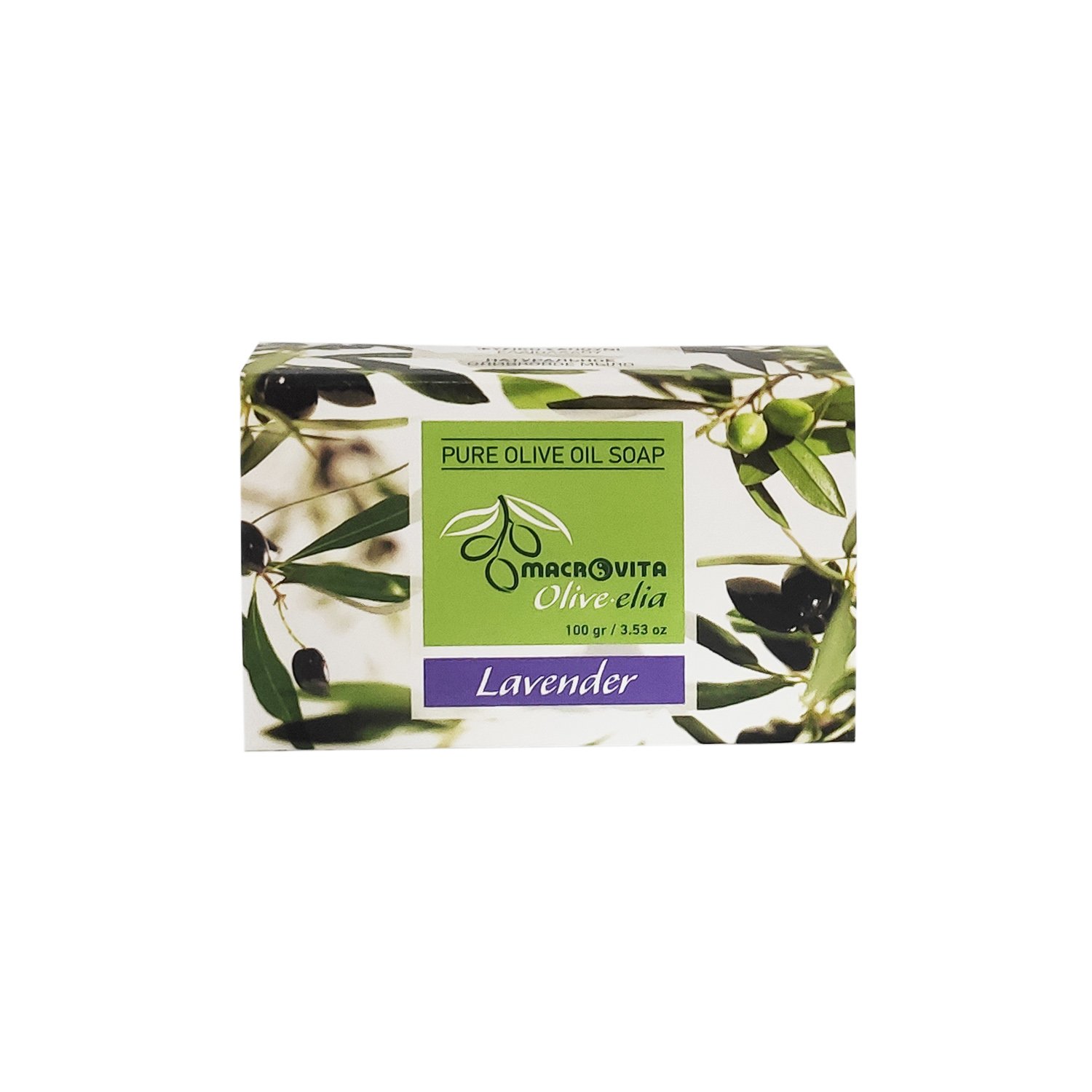 Macrovita Macrovita Pure Oilve Oil Soap Σαπούνι Ελιάς σε Πλάκα 100g - Λεβάντα