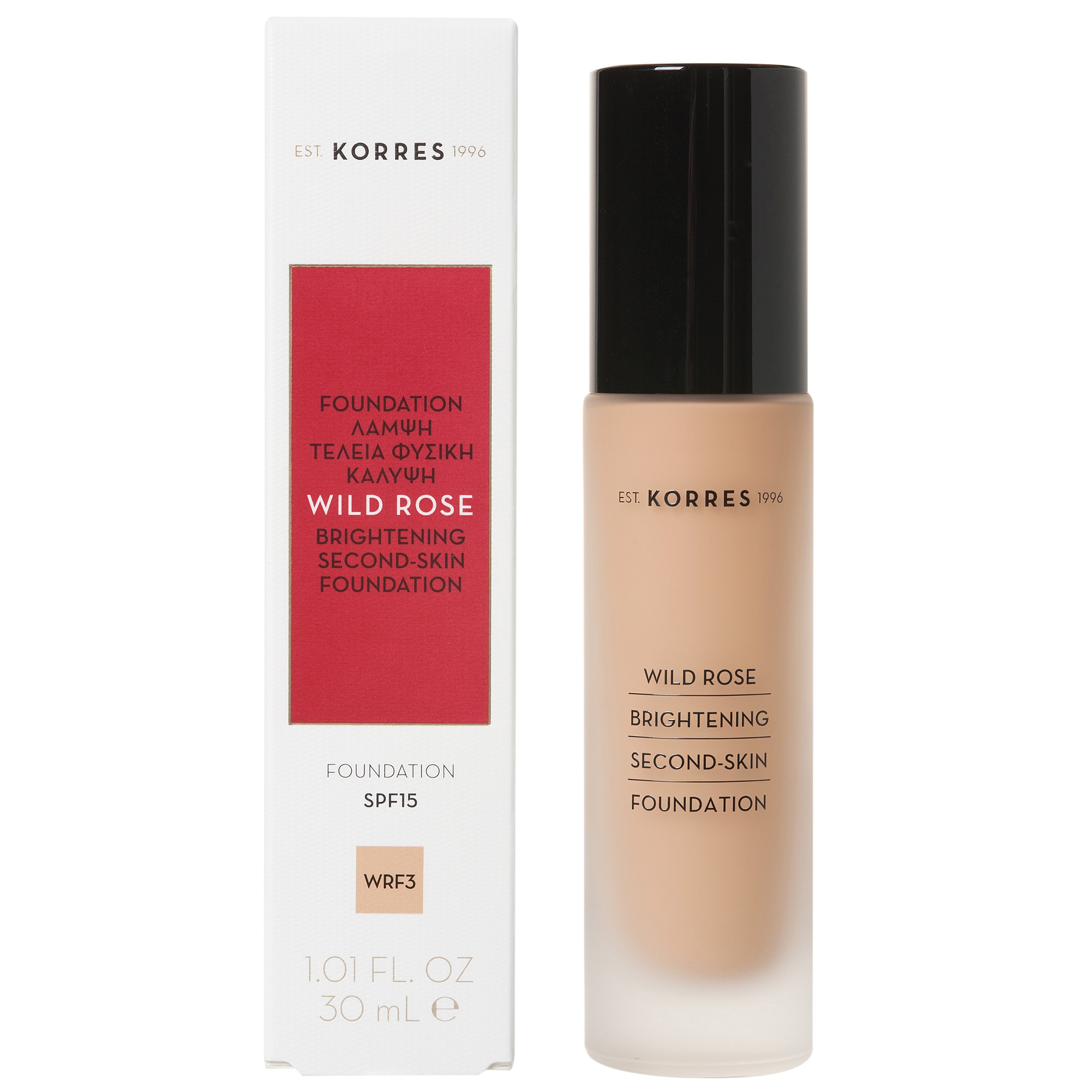 Korres Korres Wild Rose Foundation Spf15 Make Up Άγριο Τριαντάφυλλο, Λάμψη, Τέλεια Φυσική Κάλυψη & Διάρκεια 30ml - Wrf3