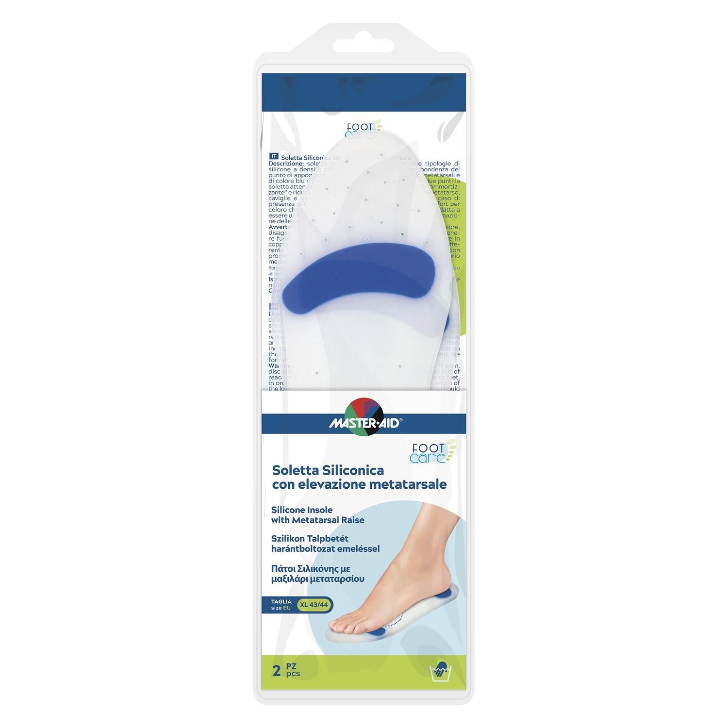 Master Aid Master Aid Foot Care Silicone Insole with Metatarsal Raise Πάτοι Σιλικόνης με Μαξιλάρι Μεταταρσίου (Άκανθαμετατάρσιο) 2 Τεμάχια - XLarge 43/44