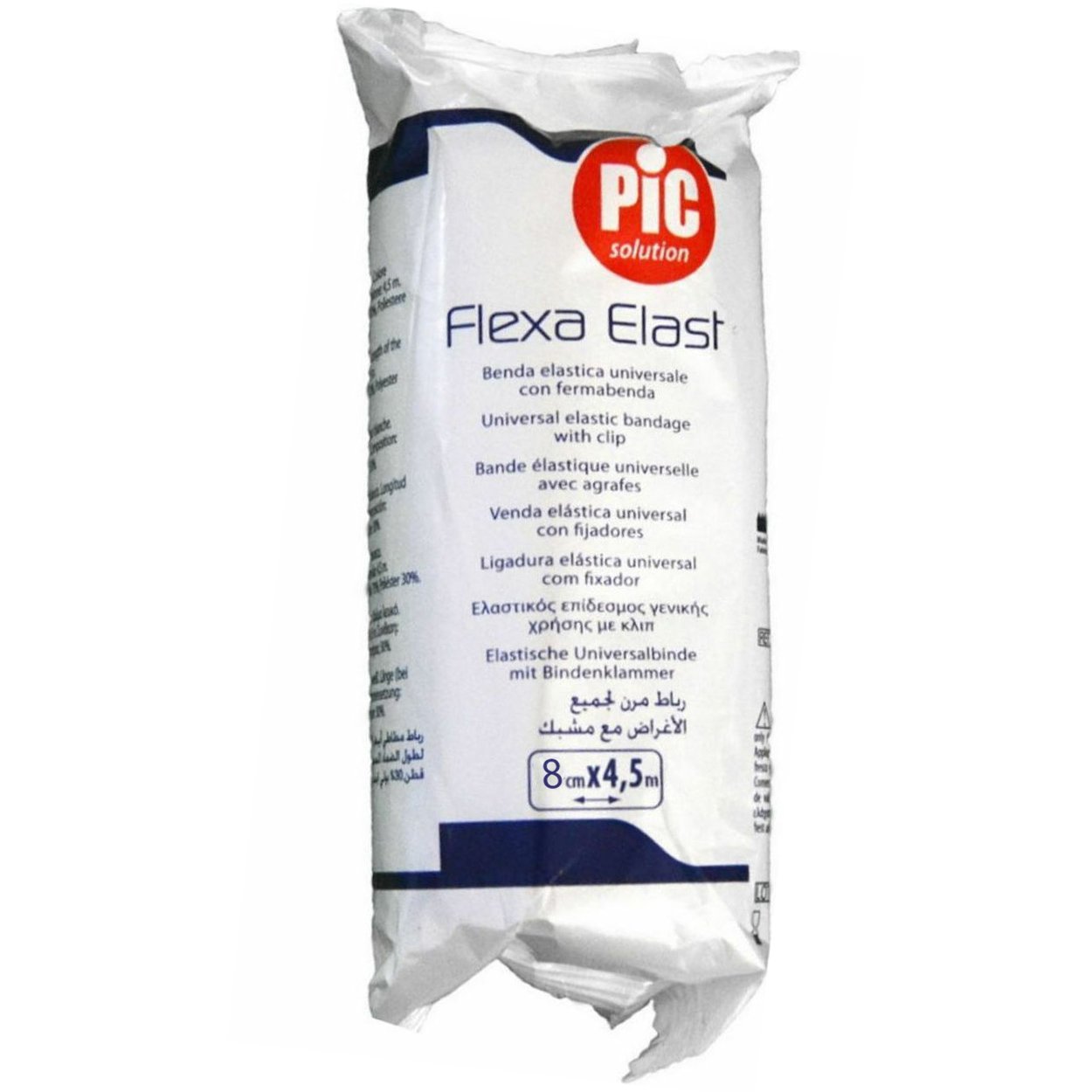 Pic Pic Solution Flexa Elast 1 Τεμάχιο - 8cm x 4.5cm,Ελαστικός Επίδεσμος Γενικής Χρήσης με Κλιπ σε Λευκό Χρώμα