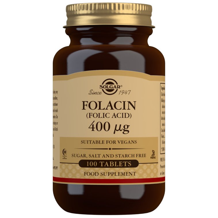 Solgar Folacin (Folic Acid) Συμπλήρωμα Διατροφής Χρήσιμο σε Περιπτώσεις Αναιμίας Λόγω Έλλειψης Φολικού Οξέως 100tablets – 400μg