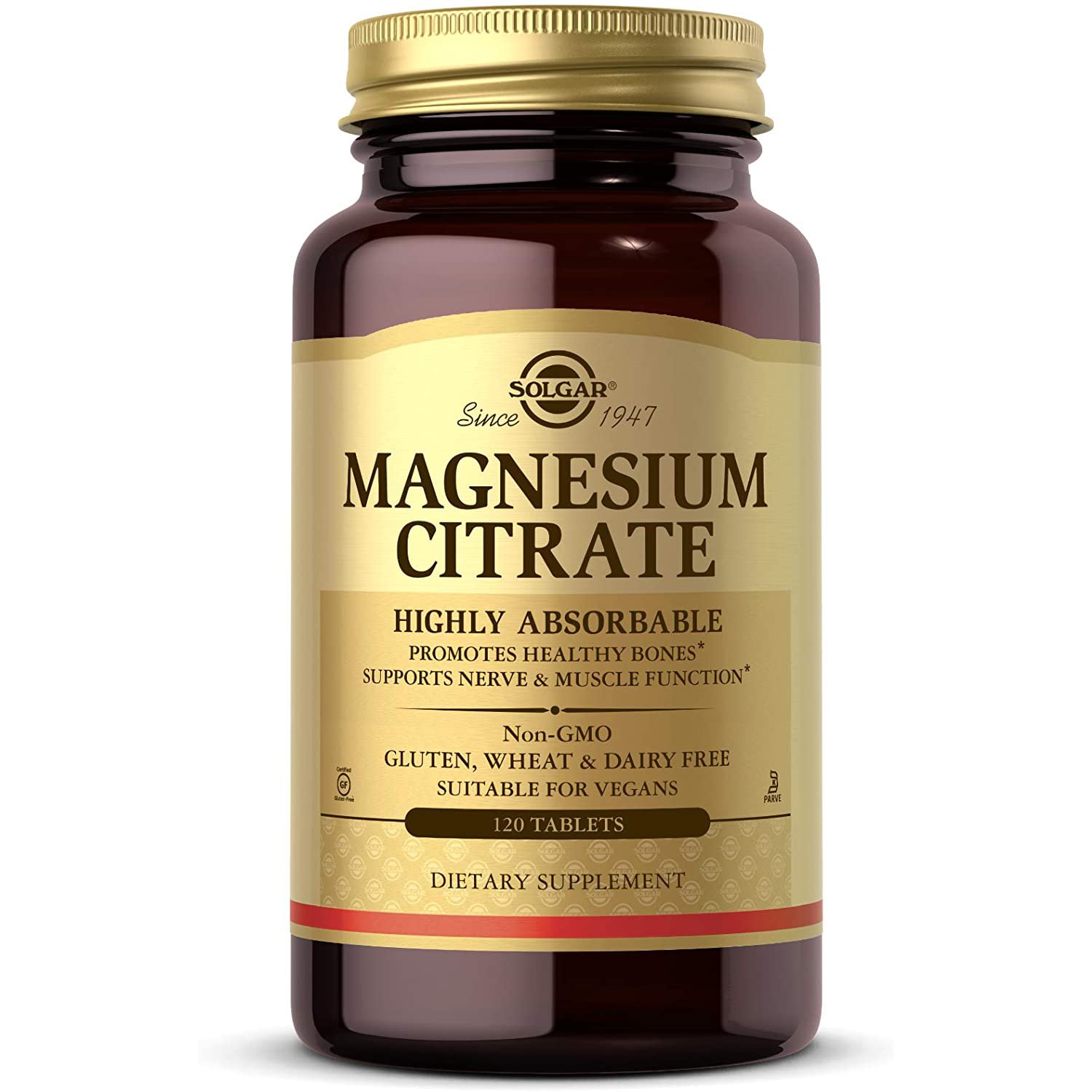 Solgar Magnesium Citrate Συμπλήρωμα Διατροφής για Μείωση του Αισθήματος Κόπωσης & των Μυϊκών Συσπάσεων Tabs – 120 tabs