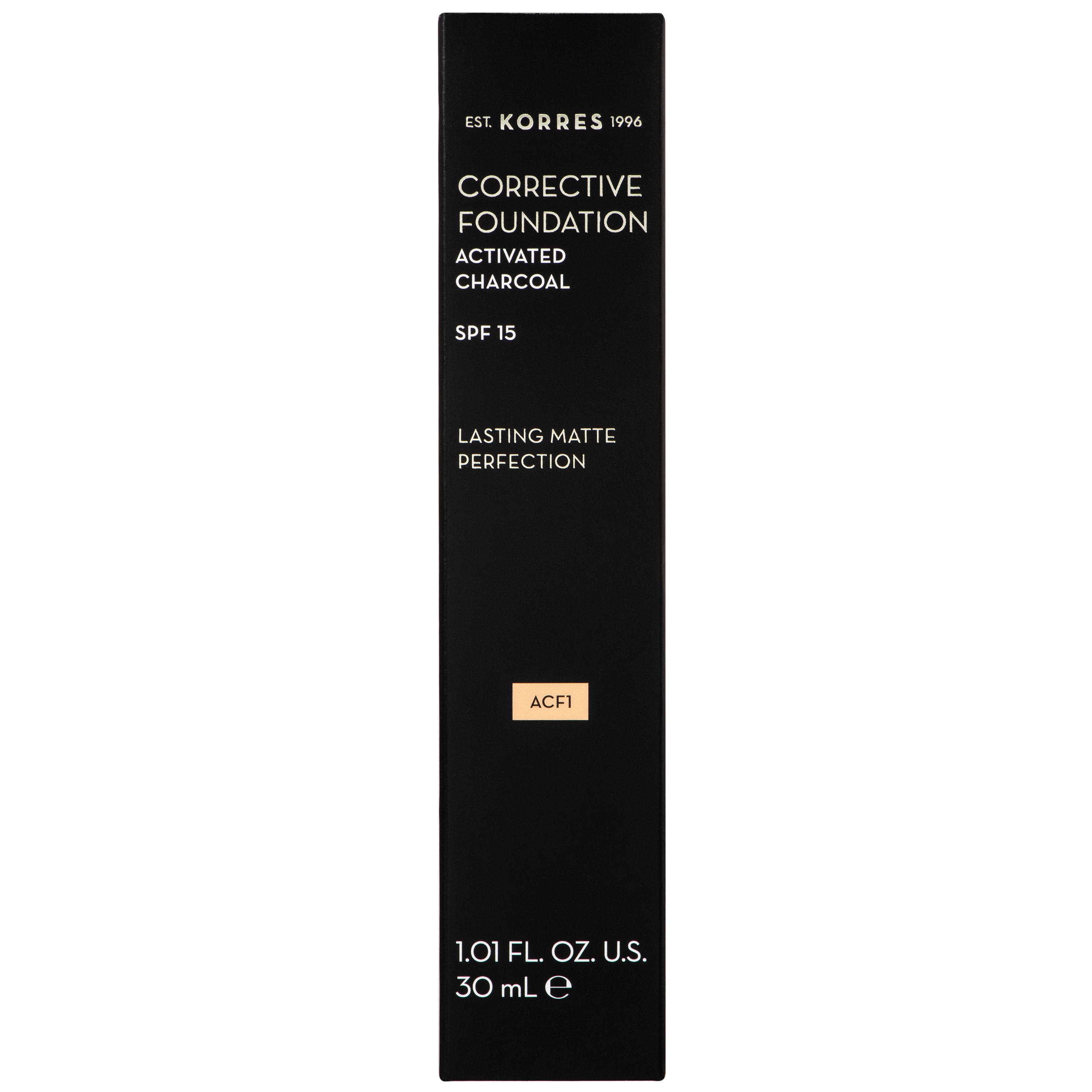 Korres Korres Corrective Foundation With Activated Charcoal Spf15 Διορθωτικό Make up Υψηλής Κάλυψης & Διάρκειας με Ενεργό Άνθρακα 30ml - Acf1