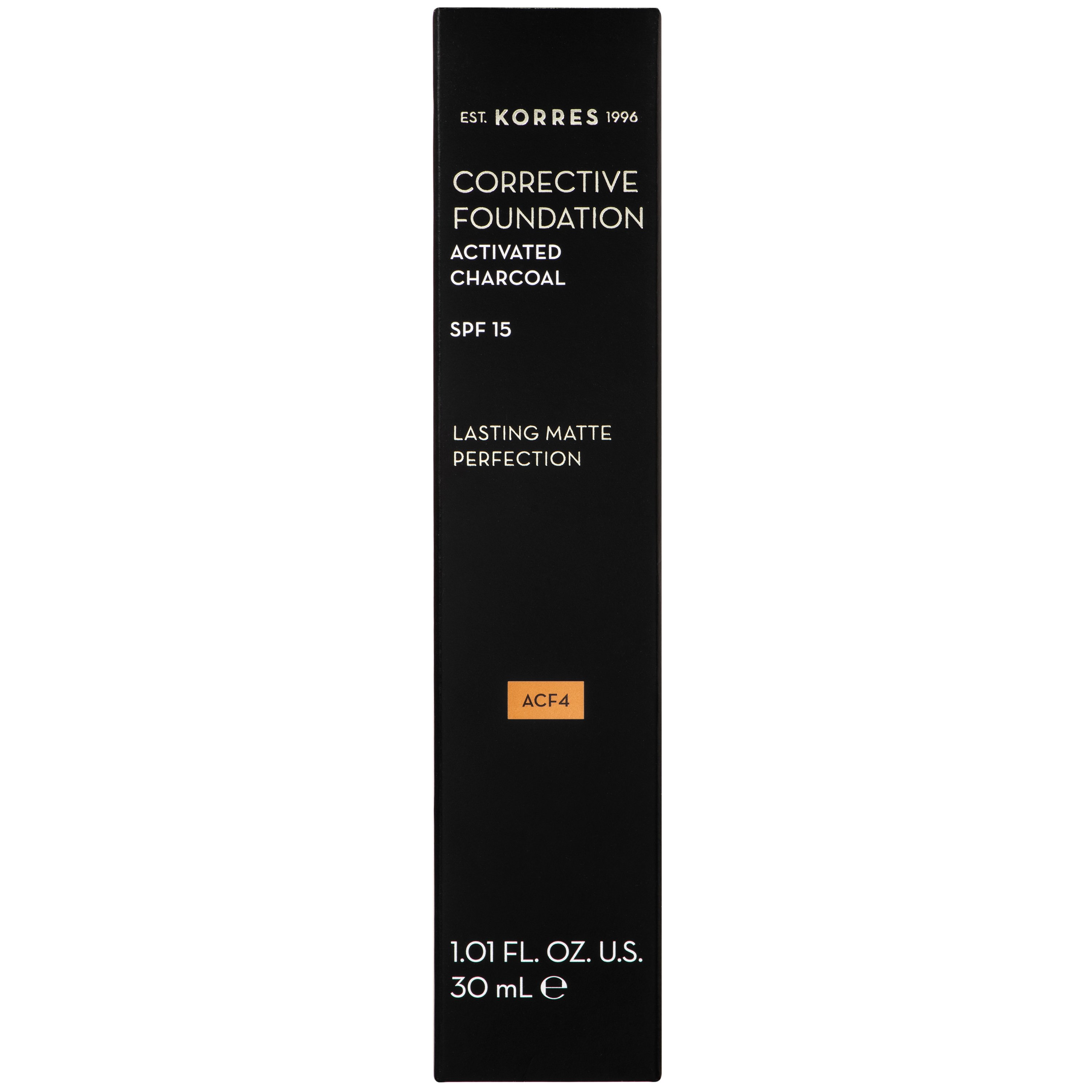 Korres Korres Corrective Foundation With Activated Charcoal Spf15 Διορθωτικό Make up Υψηλής Κάλυψης & Διάρκειας με Ενεργό Άνθρακα 30ml - Acf4