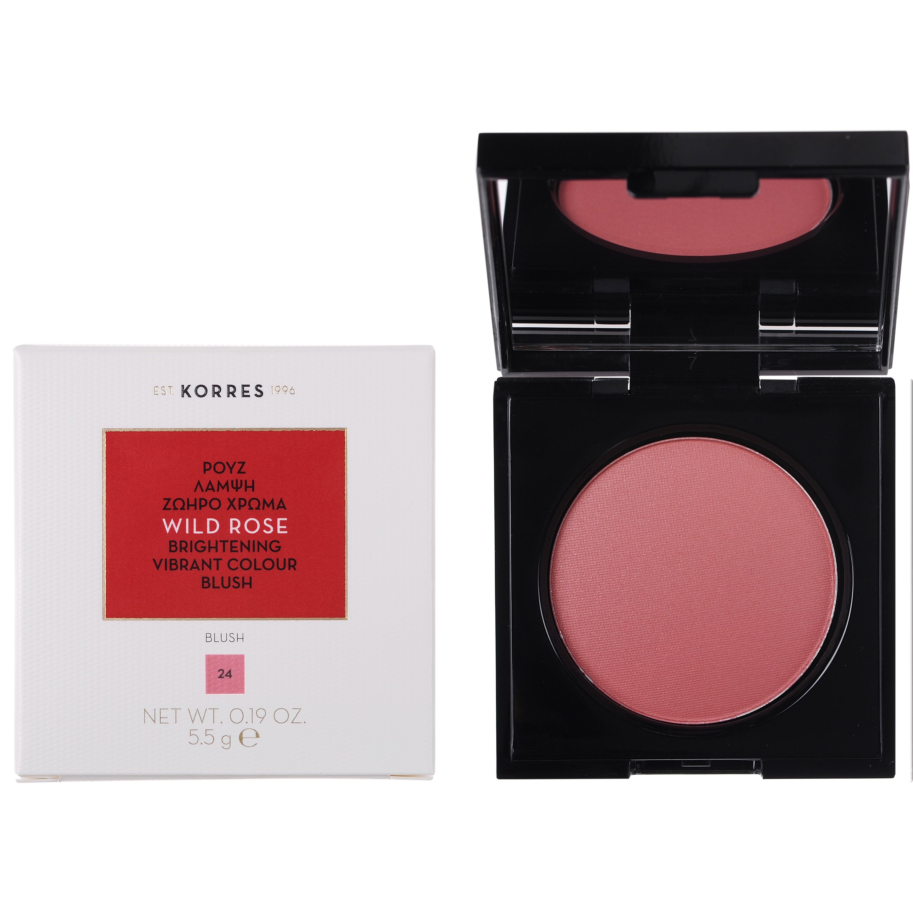 Korres Korres Wild Rose Blush Άγριο Τριαντάφυλλο Ρουζ Μεταξένιας Υφής για Λάμψη & Ζωηρό Χρώμα 5.5g - 24 Dusty Rose