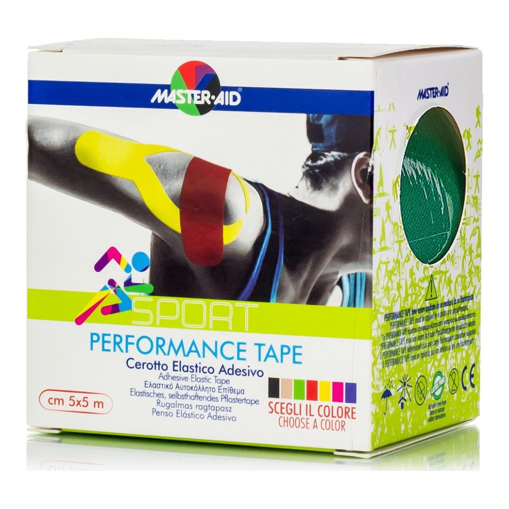 Master Aid Master Aid Sport Performance Tape Πράσινη Αυτοκόλλητη Ελαστική Ταινία για Επιδέσεις 5mx5cm 1 Τεμάχιο