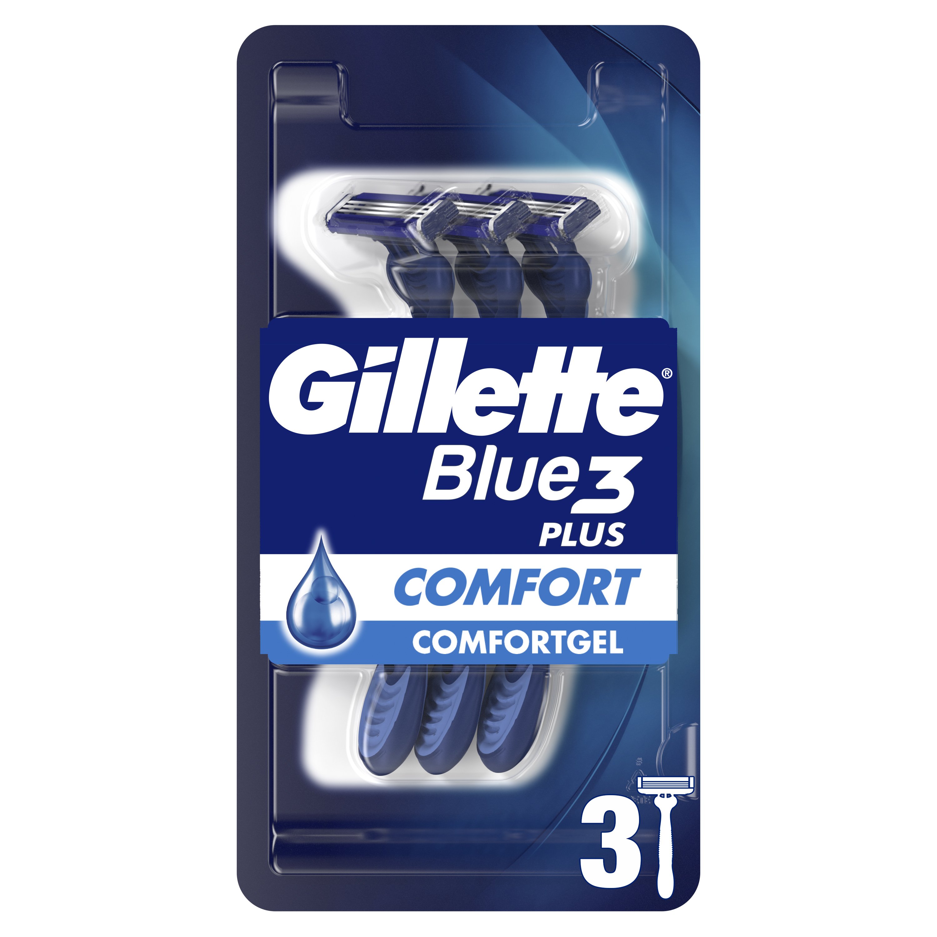 Gillette Gillette Blue3 Plus Comfort Disposable Razors Ανδρικά Ξυραφάκια με 3 Λεπίδες για Βαθύ & Απαλό Ξύρισμα 3 Τεμάχια