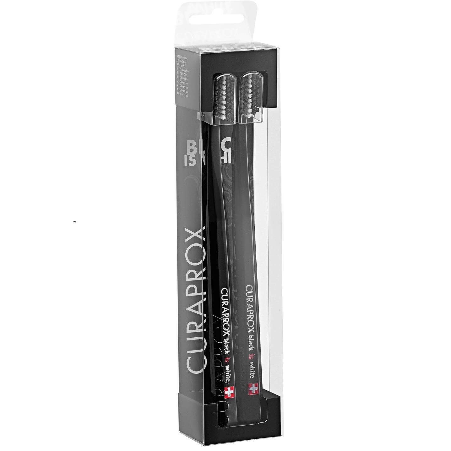 Curaprox Black is White Ultra Soft Toothbrush Οδοντόβουρτσα με Πολύ Μαλακές – Πυκνές Ίνες, Επικαλυμμένες με Άνθρακα για Λευκαντικό Αποτέλεσμα 2 Τεμάχια – Μαύρο