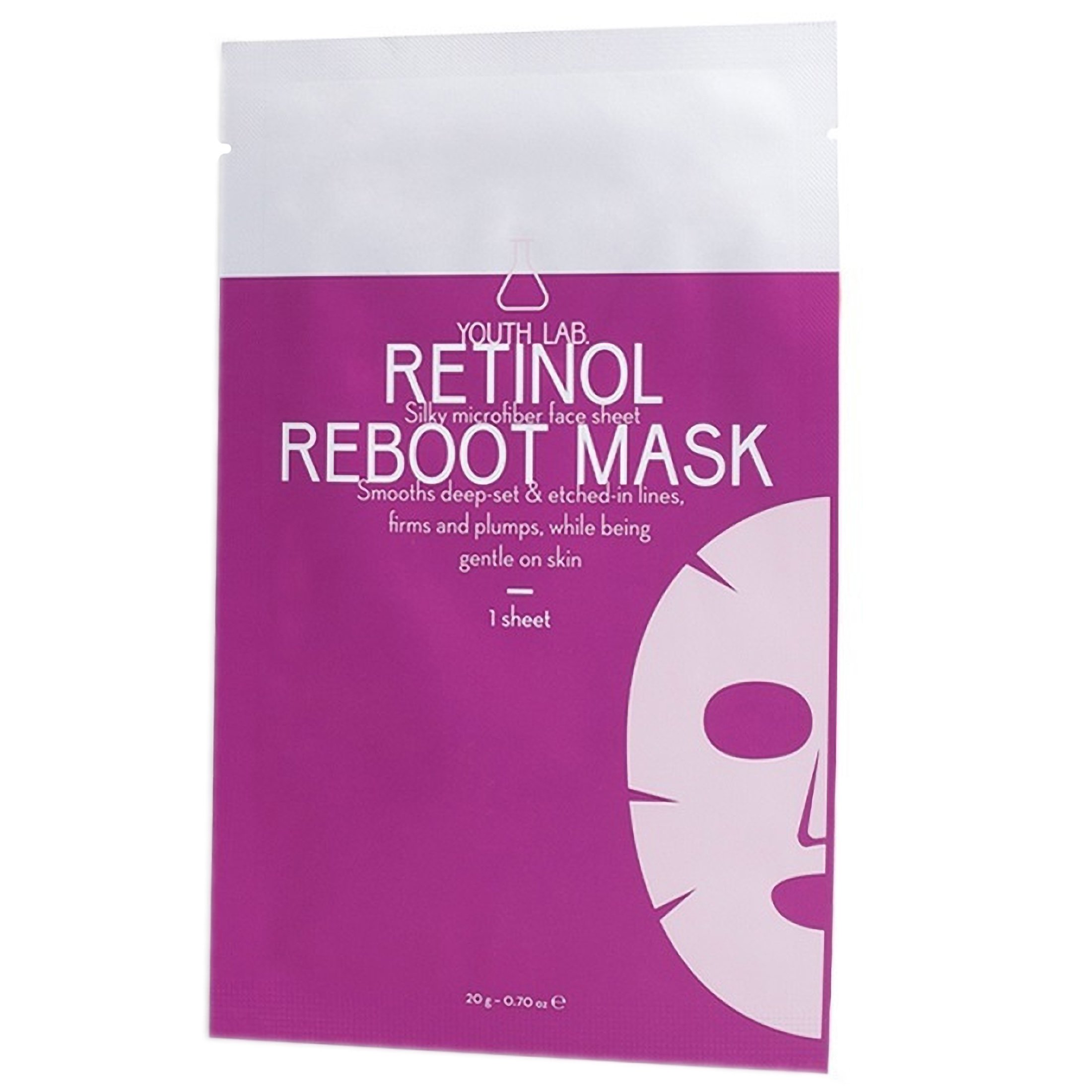 Youth Lab. Youth Lab Retinol Reboot Sheet Mask Εμποτισμένη Υφασμάτινη Μάσκα Προσώπου με Ρετινόλη για Άμεση Σύσφιξη & Λείανση των Έντονων Ρυτίδων 20g