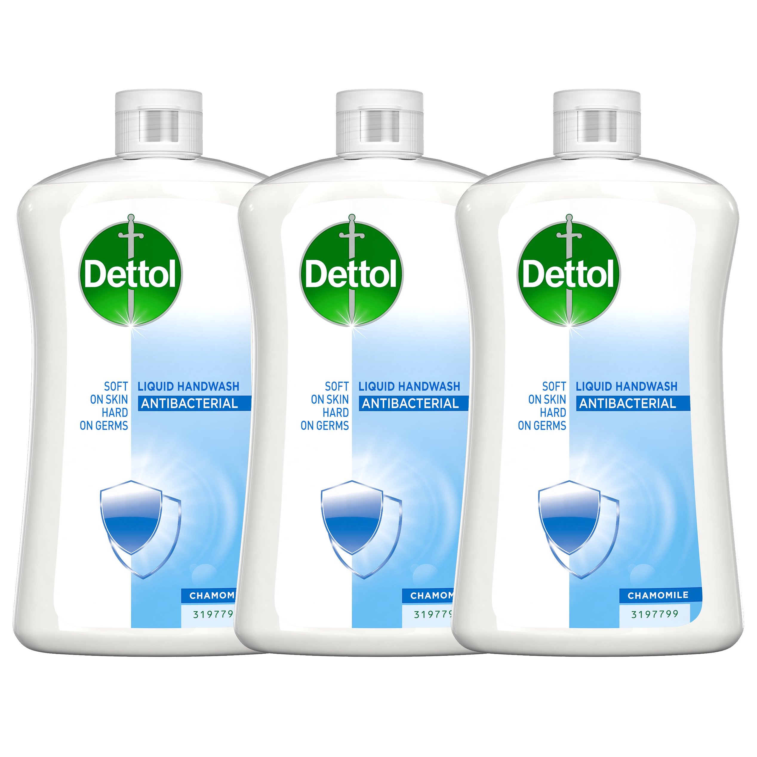 Dettol Dettol Πακέτο Προσφοράς Liquid Soap Chamomile Refill Ανταλλακτικό, Αντιβακτηριδιακό, Υγρό Κρεμοσάπουνο Χεριών με Χαμομήλι 3x750ml