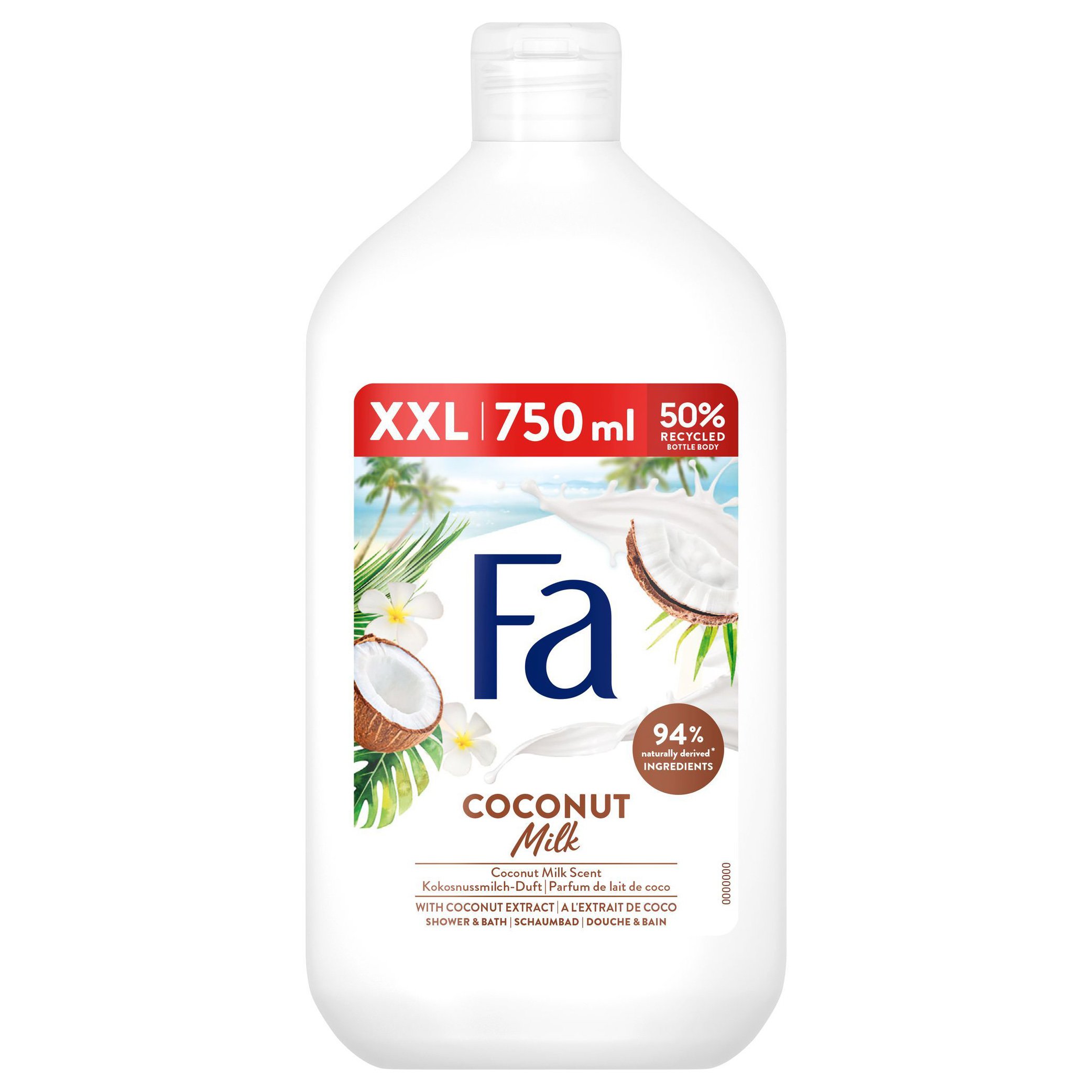 FA Fa Shower & Bath Coconut Milk Γυναικείο Αφρόλουτρο με  Άρωμα Καρύδας 750 ml