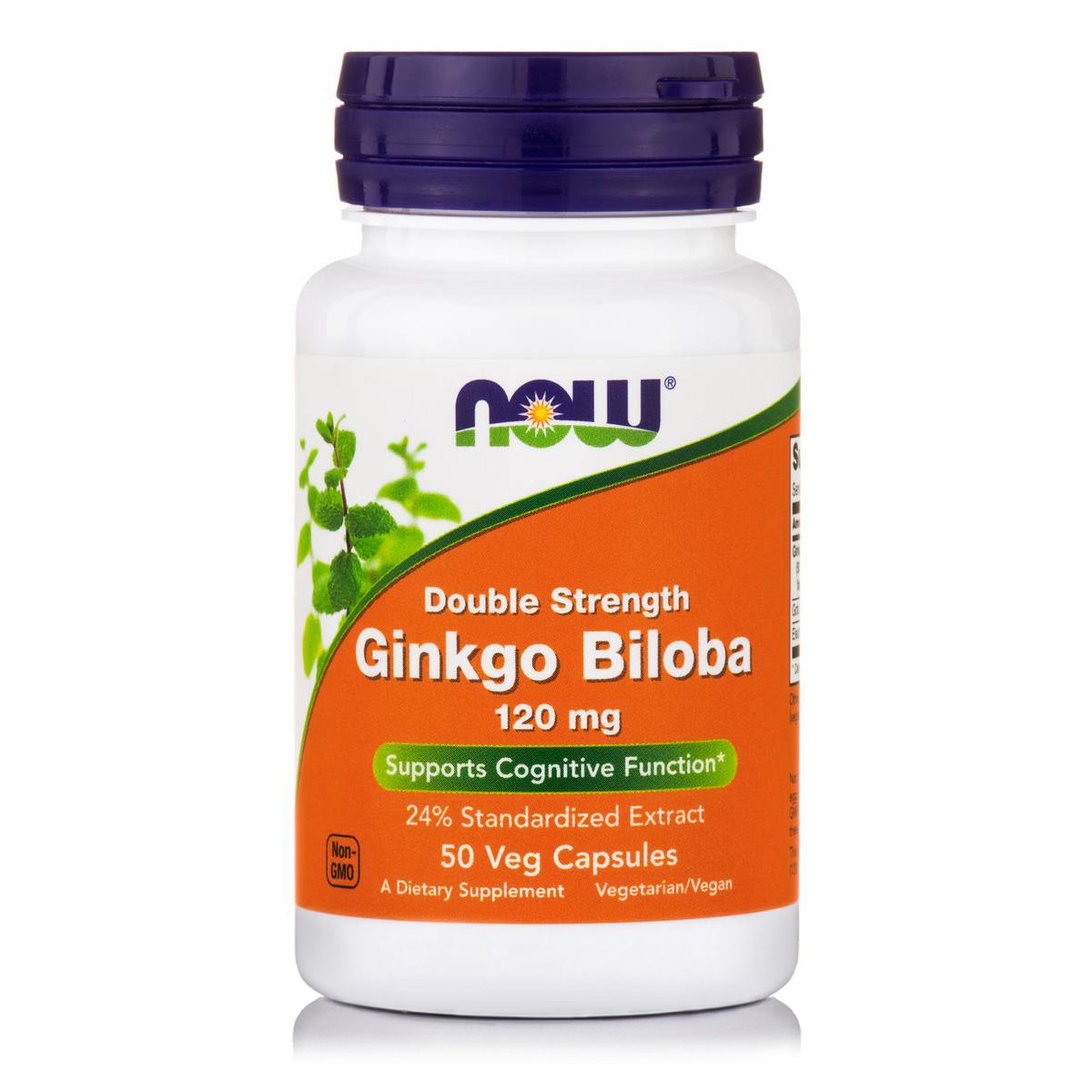 Now Now Foods Ginkgo Biloba Double Strength 120mg Συμπλήρωμα Διατροφής για Καλή Λειτουργία του Εγκεφάλου & Ενίσχυση Μνήμης 50veg.caps