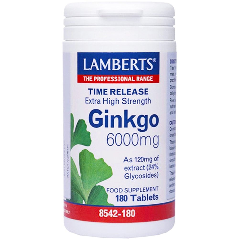 Lamberts Ginkgo Biloba Extract Συμπλήρωμα Διατροφής για την Καλή Λειτουργία του Κυκλοφορικού & της Μνήμης 6000mg, 180tabs φωτογραφία