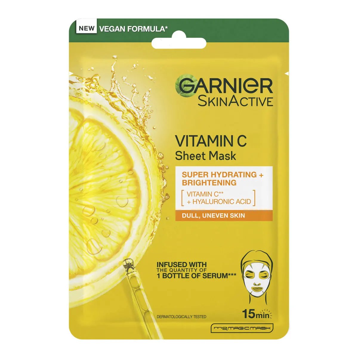 Garnier Garnier Skin Active Vitamin C Super Hydrating & Brightening Sheet Mask Υφασμάτινη Μάσκα με Βιταμίνη C για Εντατική Ενυδάτωση & Λάμψη 28gr