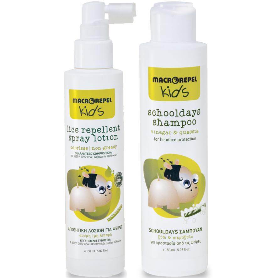 Macrovita Macrovita Πακέτο Προσφοράς Macrorepel Kids Lice Repellent Spray Lotion Απωθητική Λοσιόν 150ml & Scholldays Shampoo 150ml