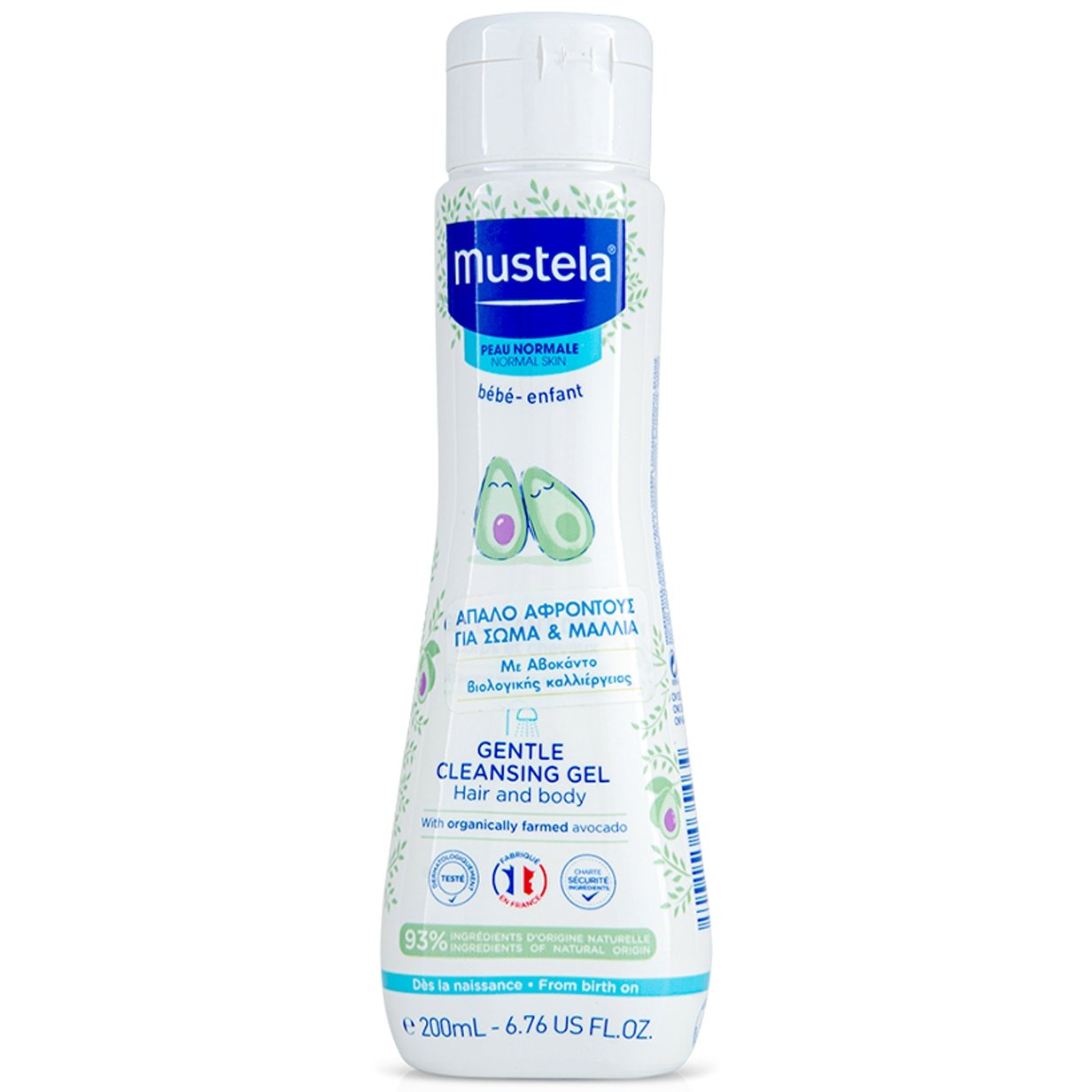 Mustela Mustela Gentle Cleansing Gel for Hair & Body Βρεφικό Παιδικό Gel Καθαρισμού για Σώμα και Μαλλιά με Αβοκάντο Βιολογικής Καλλιέργειας 200ml