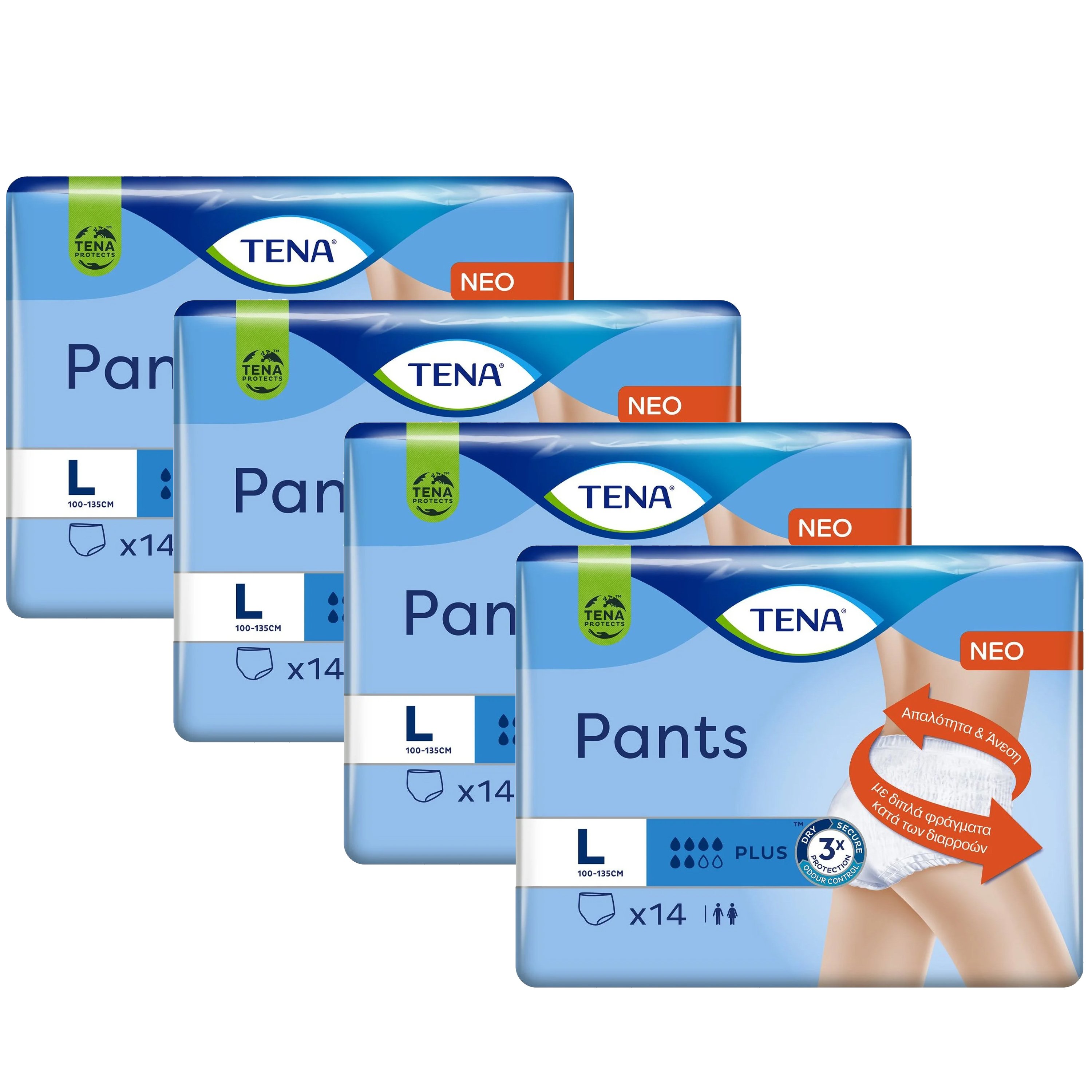 Tena Σετ Tena Pants Plus Unisex Άνετα & Αξιόπιστα Εσώρουχα μιας Χρήσης για Μέτρια προς Βαριά Μορφή Ακράτειας 56 Τεμάχια - Large