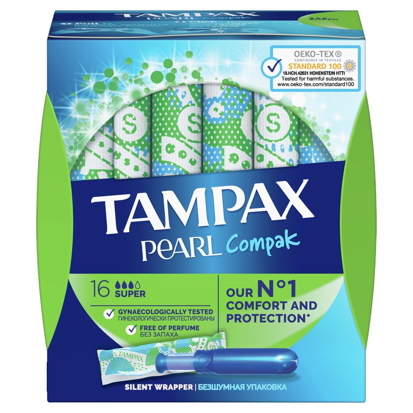 Tampax Tampax Pearl Compak Super Ταμπόν 3x Comfort με Απλικατέρ 16 τεμάχια