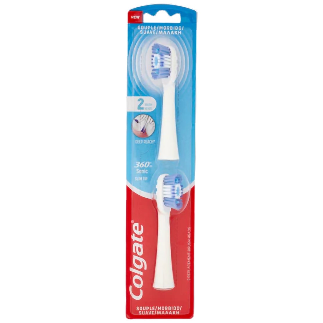 Colgate Colgate 360 Sonic Tip Slim Brush Heads Soft Ανταλλακτικές Κεφαλές με Μαλακές Ίνες, για Απαλό Βούρτσισμα & Υγιή Ούλα 2 Τεμάχια