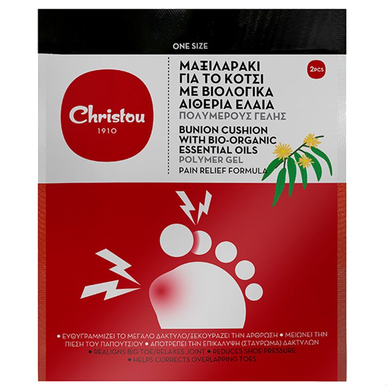 Christou 1910 Christou Polymer Gel Bunion Cushion CH-003 Μαξιλαράκι για το Κότσι με Βιολογικά Αιθέρια Έλαια One Size 1 Ζευγάρι