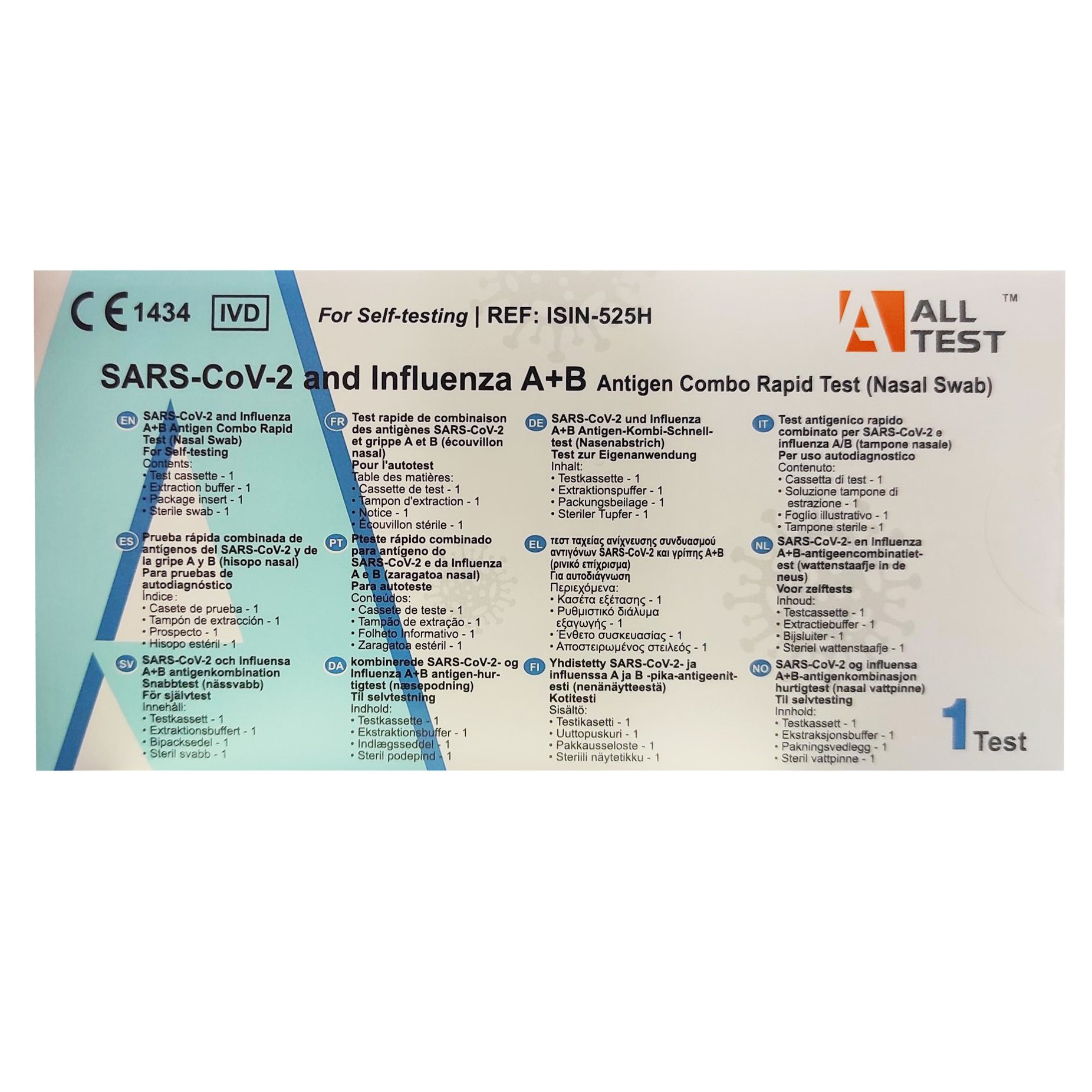 All Test All Test Sars-Cov-2 & Influenza A+B Antigen Combo Rapid Test Τεστ Ποιοτικής Ανίχνευσης Αντιγόνων Covid-19 Ag & Γρίπης Τύπου Α/Β σε Ρινοφαρυγγικό Επίχρισμα 1 Τεμάχιο