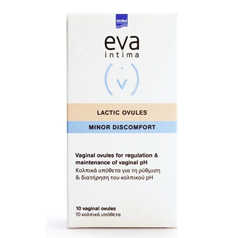 Eva Eva Intima Lactic Ovules Minor Discomfort Κολπικά Υπόθετα για τη Ρύθμιση του Κολπικού pH 10 Τεμάχια