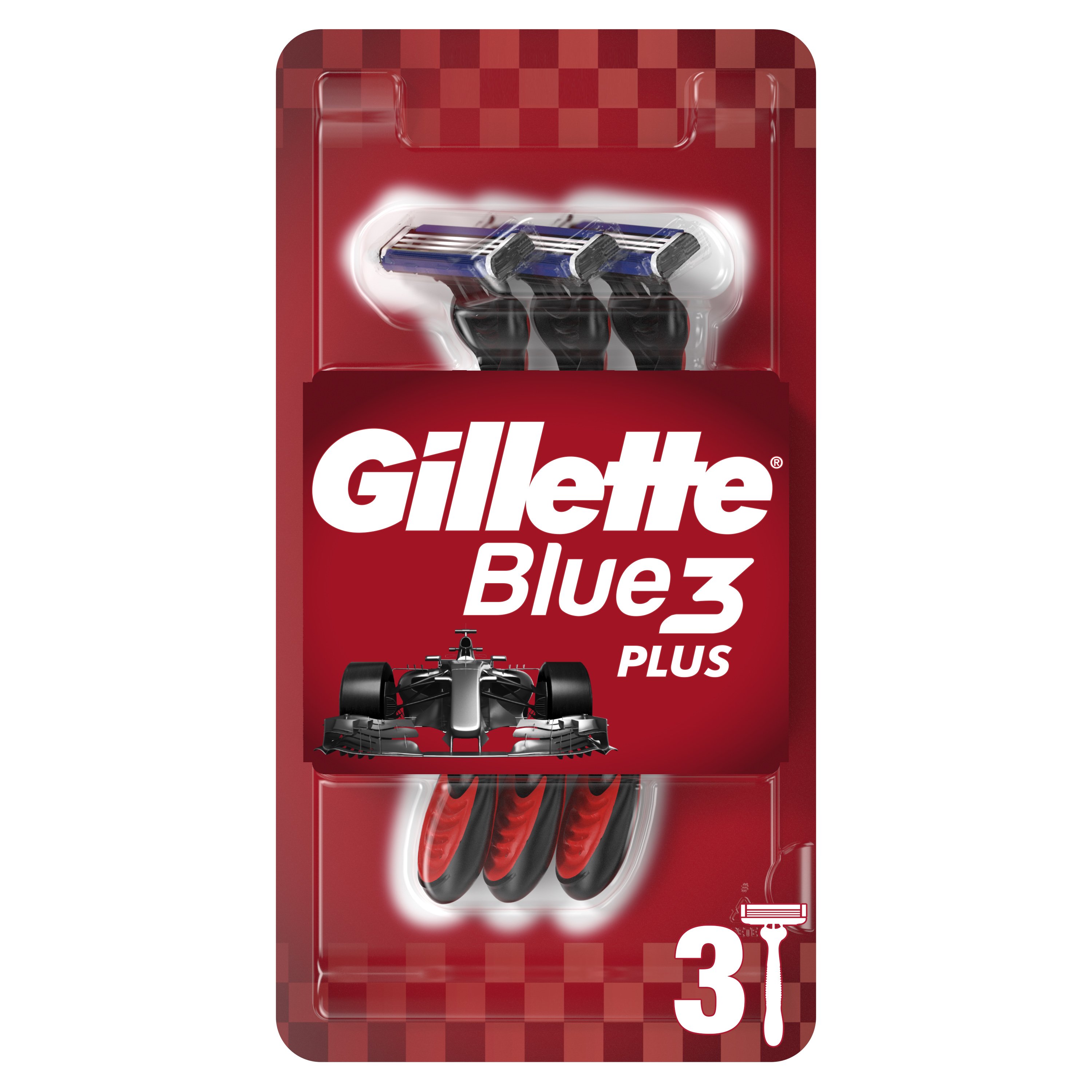 Gillette Gillette Blue3 Plus Red Disposable Razors Ανδρικά Ξυραφάκια με 3 Λεπίδες & Επίστρωση Χρωμίου για Βαθύ, Εύκολο Ξύρισμα 3 Τεμάχια