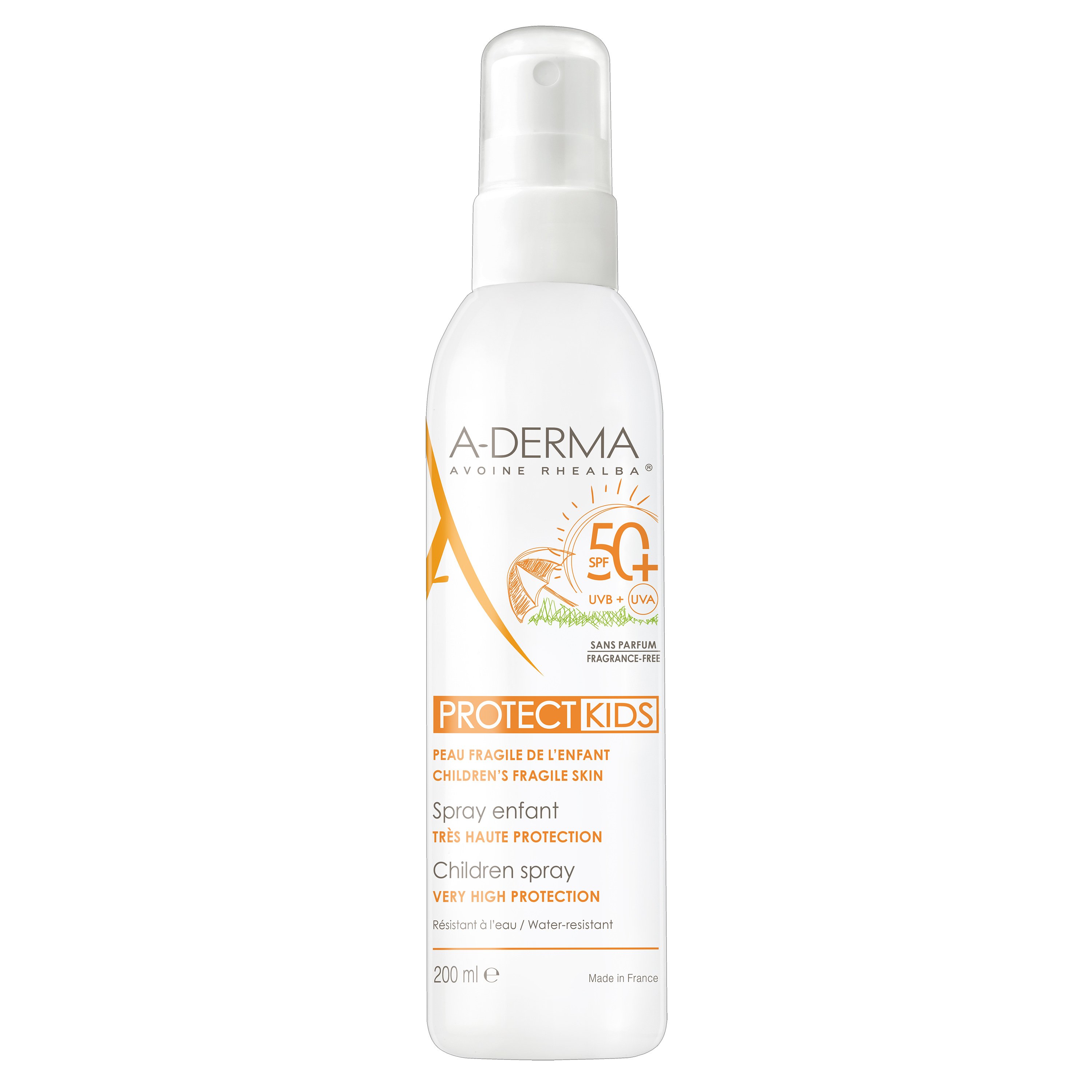 A-Derma A-Derma Protect Kids Spray Enfant Spf50+ for Face & Body Αντηλιακό Spray Προσώπου, Σώματος Πολύ Υψηλής Προστασίας για την Ευαίσθητη Παιδική Επιδερμίδα 200ml