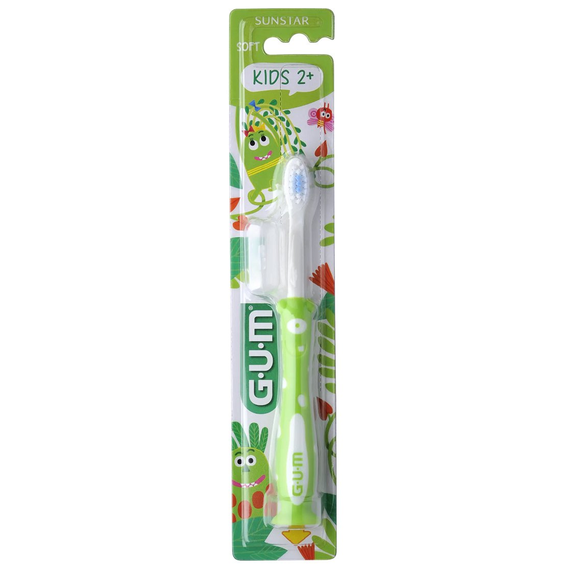 Gum Gum Sunstar Kids 2 Years+ Soft Toothbrush Παιδική Οδοντόβουρτσα με Βεντούζα Στερέωσης από 2 Ετών 1 Τεμάχιο Κωδ 901 - Πράσινο